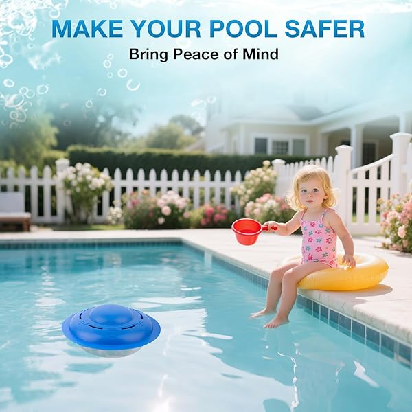 POOL ALARM FOR INGROUND & ABOVE GROUND POOLS, FLOATING POOL SAFETY ALARM WITH LOUD ALERT, ADJUSTABLE SENSITIVITY, EASY SETUP PROTECTION FOR KIDS AND PETS, POOL SECURITY SYSTEM, NAVY