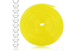 10 Feet Fuel Line Hose, 1/4" I.D (6.35mm) x 3/8" O.D (9.5mm), with 10 Hose Clamps, for Small Engine, Lawn Mower, Chainsaw, Tr