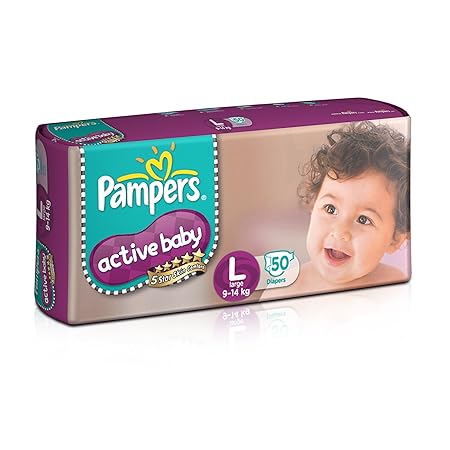 Pampers Active Baby Diapers, Large, 50 Count