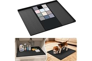 URMONA Waterproof Silicone Under Sink Mat 55 W x 63 L cm Shelf Liner for Kitchen and Bathroom, Cabinet and Counter Protector,