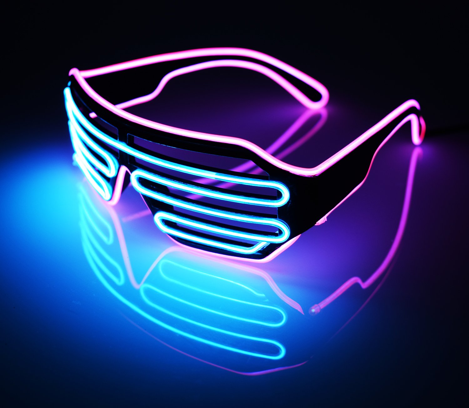 LED Flash Light Up Blinds Glasses for Kids and Adults in Party Games Activities Halloween, Christmas Gifts (Purple-Blue)