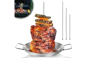 Noamus Al Pastor Skewer for Grill, 304 Stainless Steel Vertical Skewers, Stand Skewer with Removable 3 Size Spike (8" 10" 12"), Tacos Gyros BBQ Grilling Pan Accessory for Smoker Kamado Grill Oven Dish