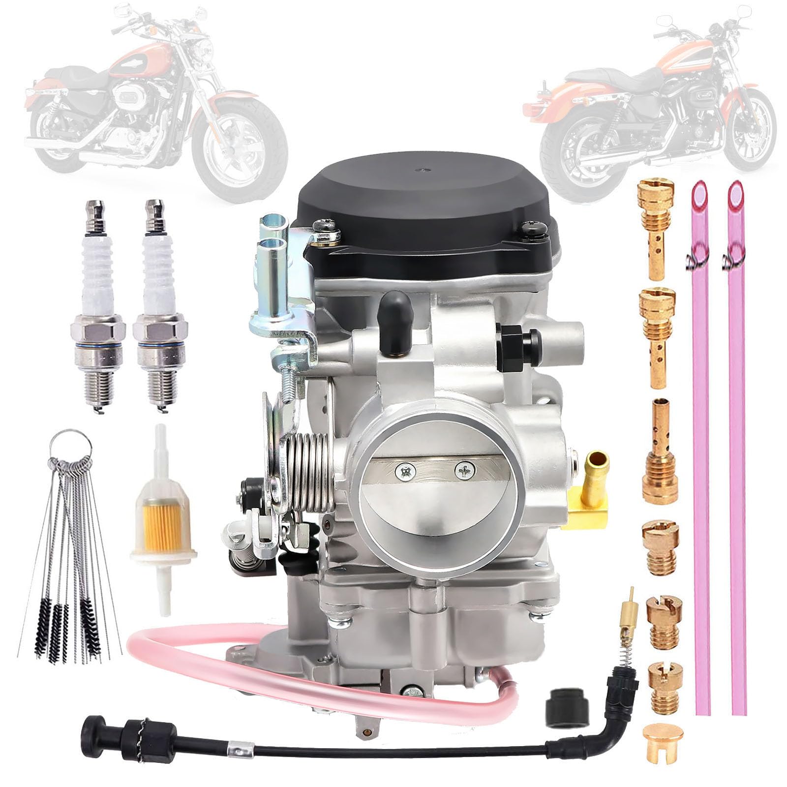 Photo 1 of Carburetor & Choke Cable Replacement for Harley Davidson Dyna Electra Glide Fatboy Softail Sportster 1200 XLH1200 Sportster 883 XL883 XLH883 27490-04 CV40 Carb