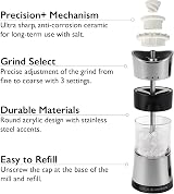Cole & Mason Horsham Chrome Salt Mill 154mm Adjustable Ceramic Grind Mechanism view 6