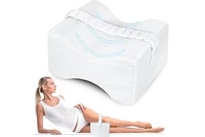 UJPFEO Knee Pillow for Side Sleepers, Leg Pillow for Sciatica, Back, HIPS, Knees, Joints Pain Relief,Pillows for Between Legs While Sleeping Spine Alignment Support & Relieves Pressure(White)