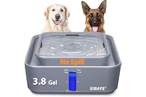 SIBAYS 3.8Gal/14L Extra Large Dog Water Fountain, No Spill Pet Water Fountain with 9" Large Filter & Powerful LED Pump & Water Shortage Reminder, Auto Dog Water Bowl Dispenser, Easy to Clean, BPA-Free