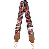 LSETUTIYY Purse Strap, 1.5" Cowhide Head Wide Shoulder Strap Adjustable Replacement,Jacquard Embroidery Crossbody Bag Straps