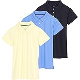 Real Essentials 3 Pack: Womens Short Sleeve Dry-Fit Performance Polo Shirt (Available in Plus)