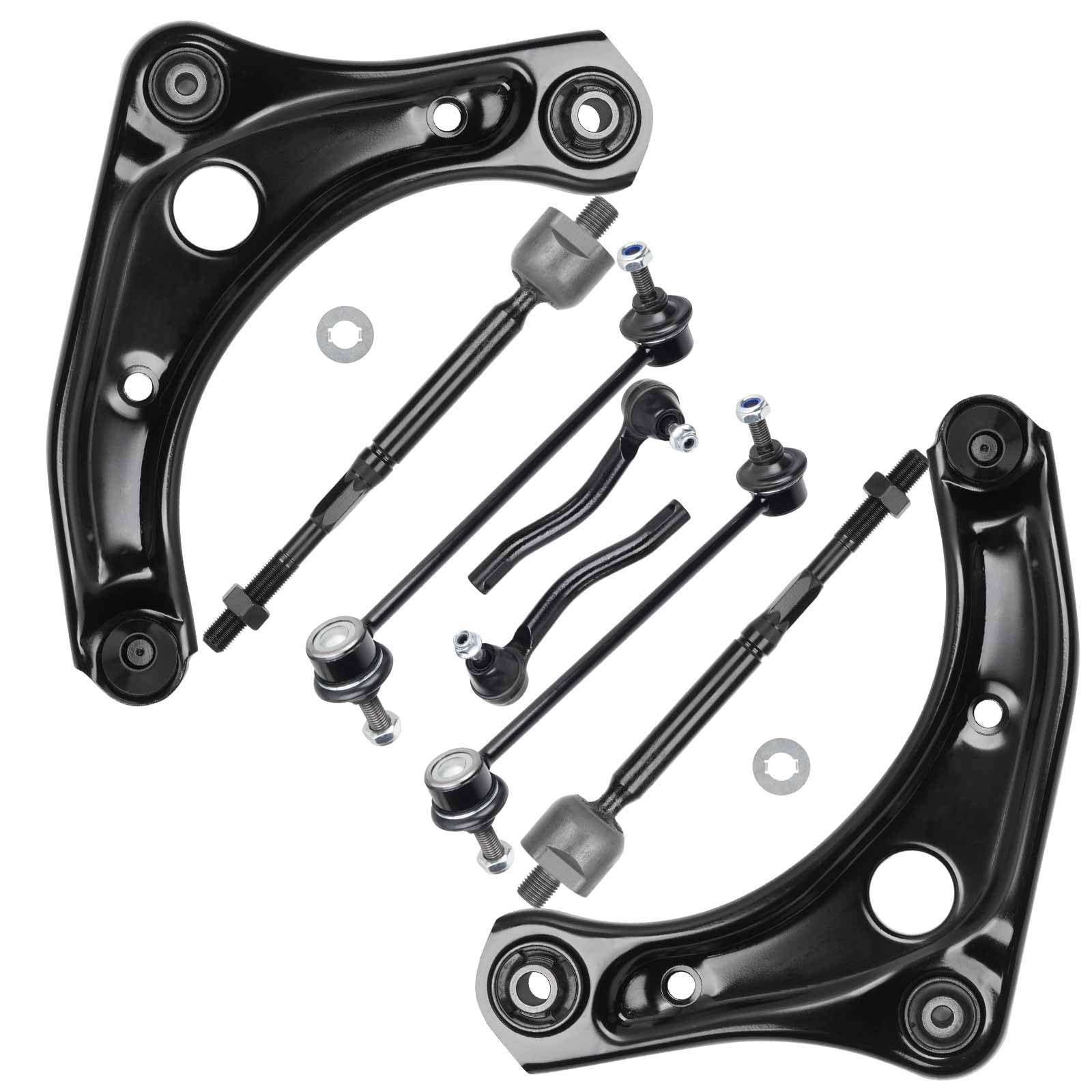 Photo 1 of Front Lower Left & Right Control Arms w/Ball Joint Stabilizer Sway Bar Tie Rod End Links Suspension Kit for Nissan Versa/Versa Note 1.6L 2012-2019, for Nissan Micra 1.6L 2015-2019 (8pc)