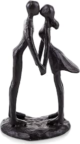 Sziqiqi Cast Iron Kissing Couple Statue Modern Romantic Figurine Gift