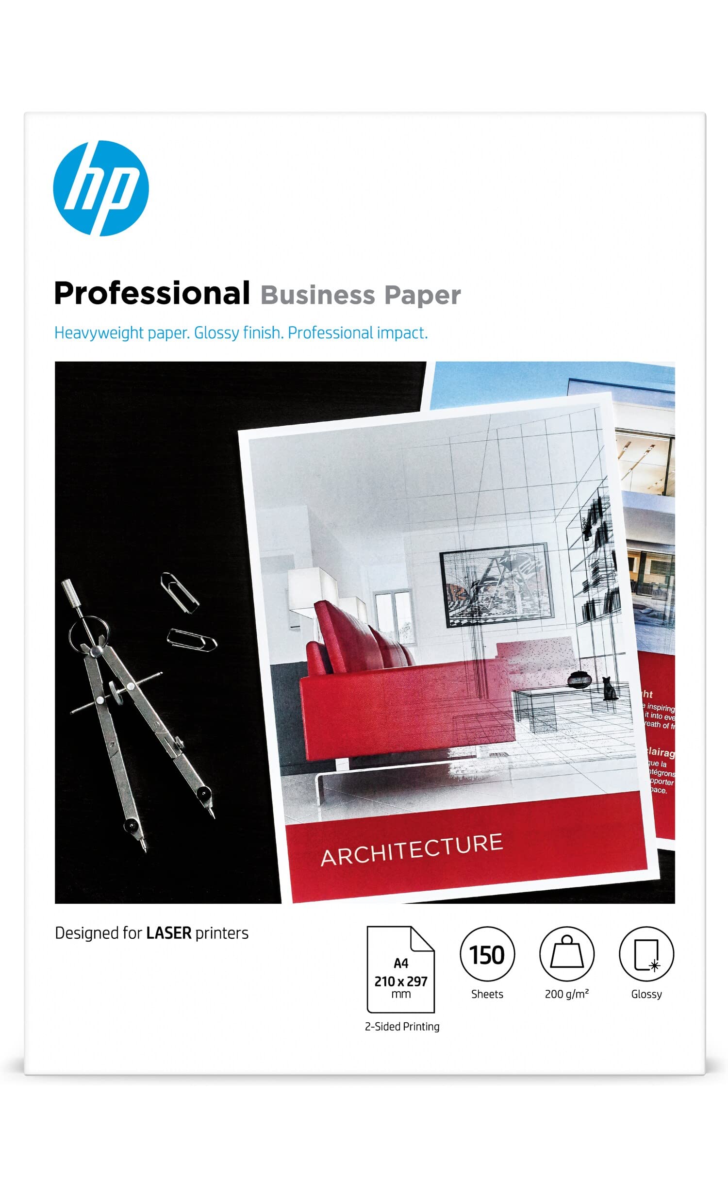 HP 7MV83A Laser Professional Glossy Business Paper, A4, 200 gsm, 150 Sheets