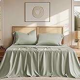 EVERGRACE Tencel Sheet Set Queen Size 4 Pieces，Soft Cooling Bed Sheets for Hot Sleepers, Eucalyptus Lyocell Luxury Breathable Bedding Set, 1 Fitted Sheet, 1 Flat Sheet, 2 Shams, Sage Tea Green