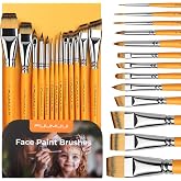 Fuumuui Face Paint Brushes, 13pcs Professional Synthetic Two-Color Nylon Hair Makeup Paintbrush Kit for Face &amp; Body Halloween Cosplay Party, Acrylic Watercolor Gouache Oil