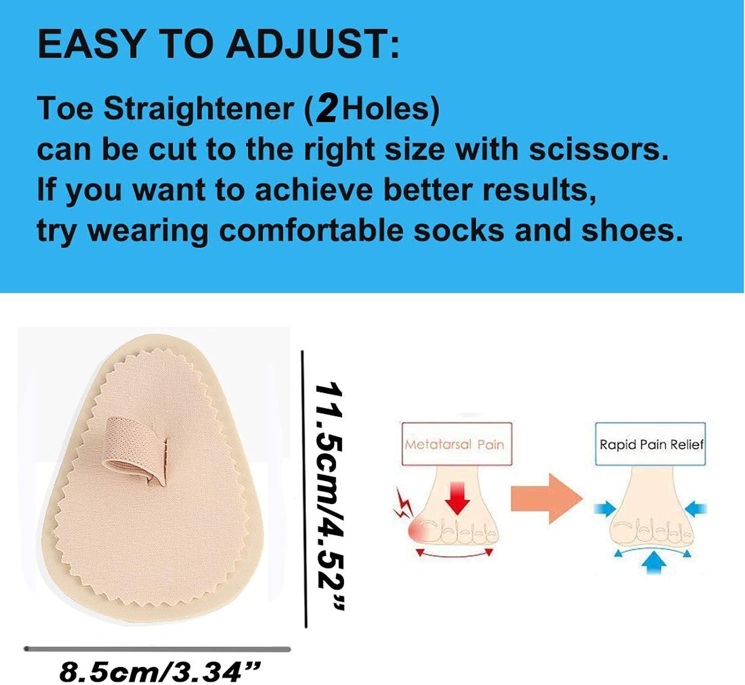 Mcvcoyh Adjustable 2 Loops Toe Splint, Hammer Toe Cushion for Toe Claw Curled & Crooked Toes - Support Guard Protector for PrePost - Image 3