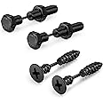 JOVIVI 2 Pairs Punk Stainless Steel 16G Silver Black Screw Stud Earrings for Men Women Body Piercing Jewelry