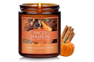 FF FRAGRFLOWING Fall Candle, Spiced Pumpkin Scented Candles for Home, Natural Soy Autumn Candle Aromatherapy Candle, 7 oz Jar Candles Fall Gifts for Women Men