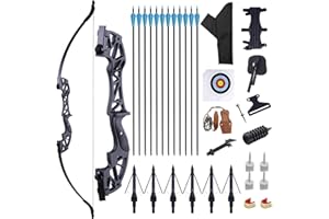 Furqery 52" Bow and Arrow Set for Adults, Archery Recurve Bows Beginner Right & Left Handed, Takedown Recurve Bow with 12 Carbon Fiber Arrows for Hunting & Target Practice Outdoor, 40lb
