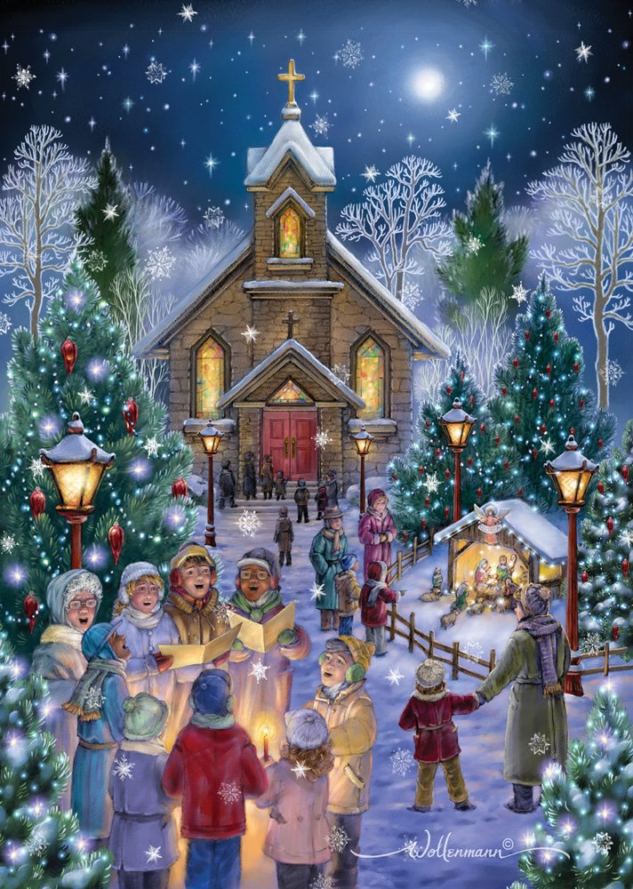 Midnight Mass Boxed Christmas Cards - 15 Cards & 16 Foil Lined Envelopes