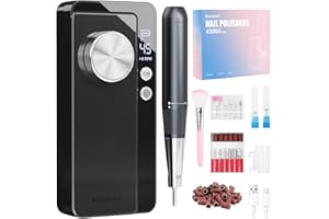 MOSTHINK Nail Drill Professional , 45000 RPM Fast Removal Electric Nails Drill for Acrylic,6000mAh Rechargeable Nail File Machine with 13 Nail Drill Bits, Quiet Nails Gel Polishing Removing for Salon Home