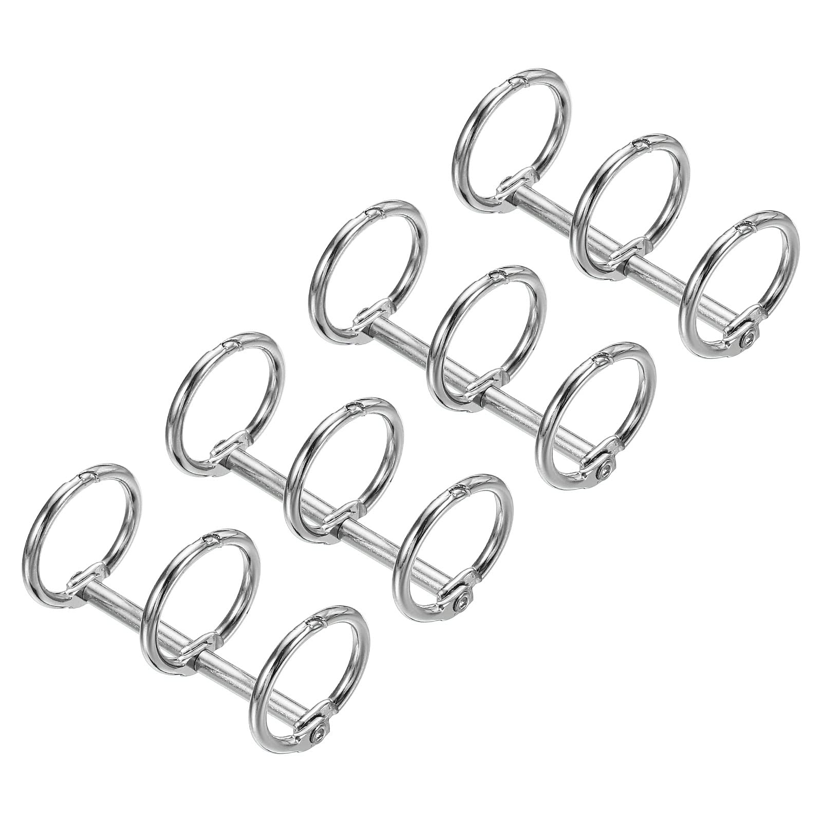 PATIKIL 0.63" Dia 3-Rings Book Rings, 4 Pack Metal Binder Rings Loose Leaf Ring Detachable for Office Desk Calendar Photo Album, Silver Tone