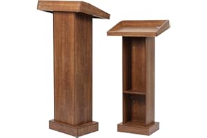 BEQUZON Wooden Podium Stand for Lectern Presentation Wedding Speech, Farmhouse Pulpit for Church Classroom (Walnut)