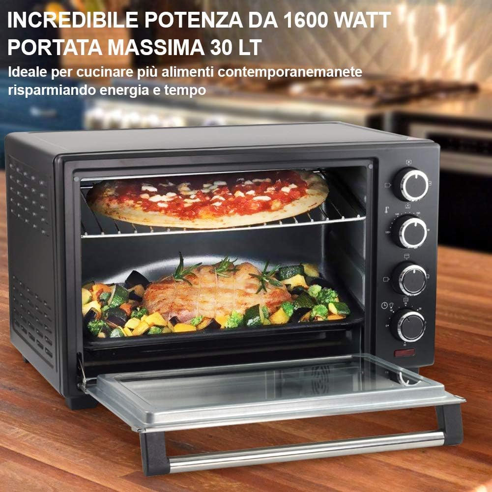 38 Litri Bakaji Forno Fornetto Elettrico Ventilato 38 Lt Potenza 1600W con  Luce Interna 4 Selezioni di Cottura Temperatura Regolabile Timer Girarrosto  e Accessori Fornetti elettrici Casa e cucina berjaya.edu.my