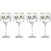 Lenox Drinkware, Holiday 4-Piece Wine Balloon Glass Set, Set Of 4, 14 Fl Oz Capacity, Made From Glass, Festive Red Christmas Design, Hand Wash Only, Christmas Decorations, Winter Decor (4 Piece)