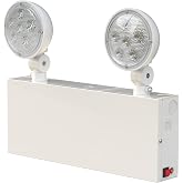 Garrini New York Certified LED Emergency Light, White Housing with Backup Battery, Two Adjustable Lamps Heads, 120-277V, Commercial Grade, Fire Resistant, UL Certified NYC-100 (2 Heads)