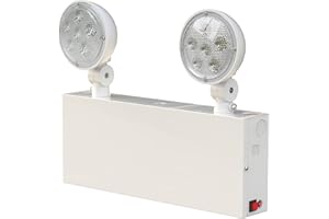 Garrini New York Certified LED Emergency Light, White Housing with Backup Battery, Two Adjustable Lamps Heads, 120-277V, Commercial Grade, Fire Resistant, UL Certified NYC-100 (2 Heads)