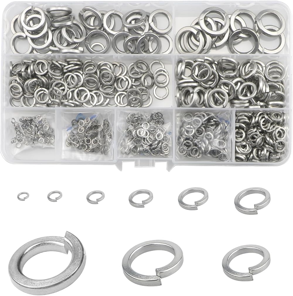 Lemiyoo 720 Pieces Stainless Steel Split Spring Lock Washers M2-M12