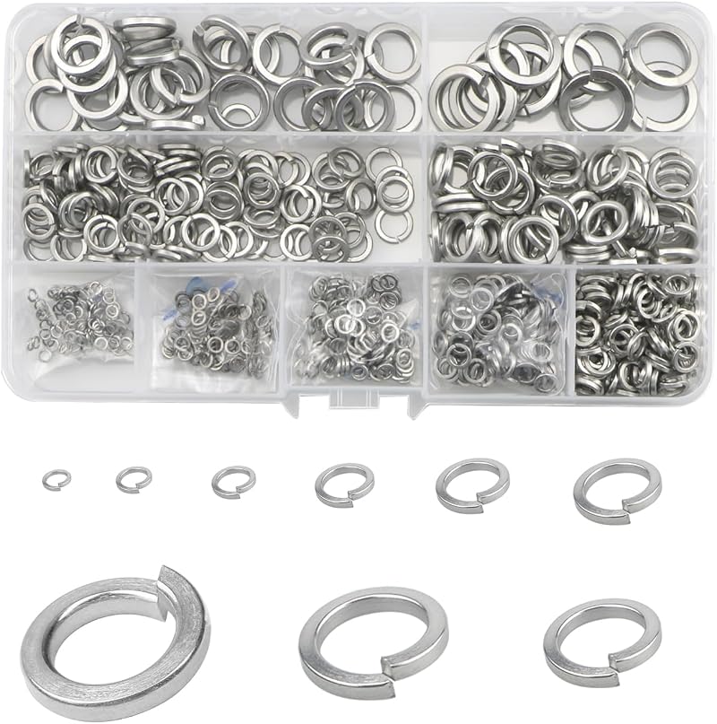 Lemiyoo 720 Pieces Stainless Steel Split Spring Lock Washers M2-M12