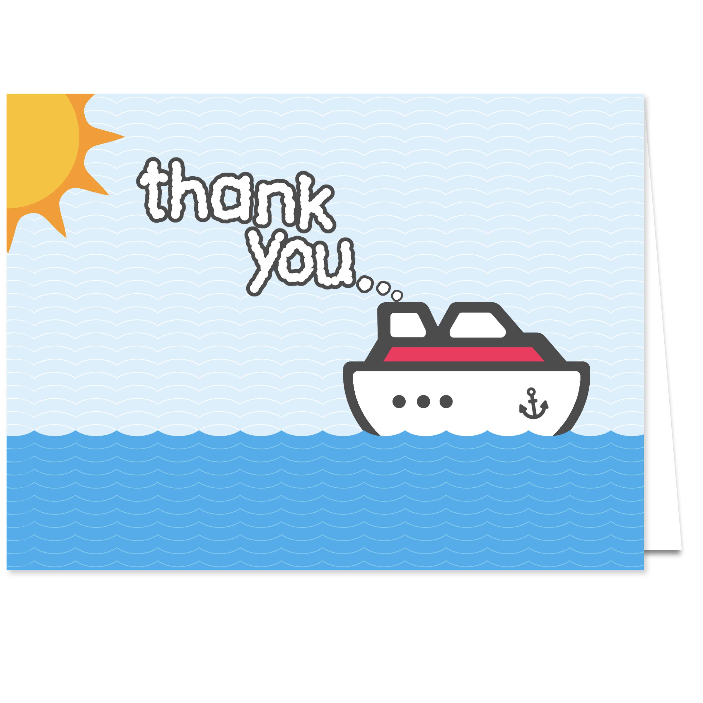 Cruise On Cruise Staff Thank You Cards (6 Pack), Elegant Appreciation Cards for Crew, Servers & Hosts, Premium Quality, Blank Inside for Personalized Messages, Cruise Gift