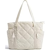 BAGSMART Tote Bag for Women, 20L Puffer Work Tote with Zipper, Quilted Nurse Bag for Travel College