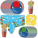 81Pcs Super Brother Party Tableware Set, Super Brother Party Decoration, Super Brother Birthday Party Supplies