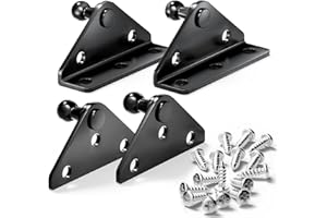 Vepagoo 10mm Ball Stud Mounting Bracket, Gas Struts Lift Support Bracket Ball Stud,2pcs L-Type, 2pcs Flat-Type and 16pcs Screws (Only Fits 10mm Ball Head), Black