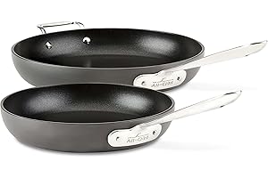 All-Clad HA1 Hard Anodized Nonstick Fry Pan Set 2 Piece, 10, 12 Inch Induction Oven Broiler Safe 500F, Lid Safe 350F Pots and Pans, Cookware Black
