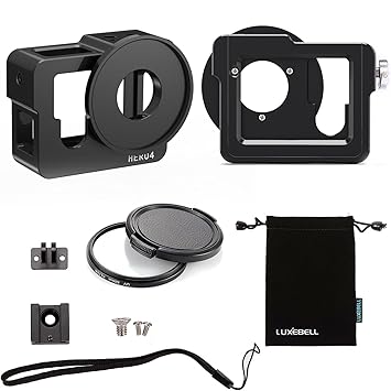 Buy Luxebell C200 Aluminium Alloy Skeleton Thick Solid Protective Case Shell With 52mm Uv Filter For Gopro Hero 4 Black Silver Camera Wide Angle Mode Have No Vignetting Online At Low