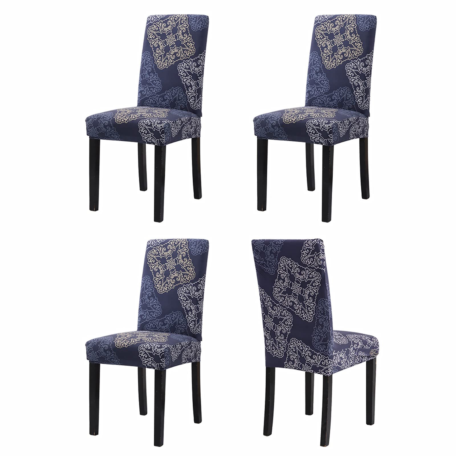 Sufdari Chair Covers 4 Retro,Stretch Dining Chair Covers, Spandex seat Covers for Dining Chairs,Elastic Washable Chair Protectors for Dining Room,Hotel,Restaurant,Banquet (4,Black Rose) — image 1