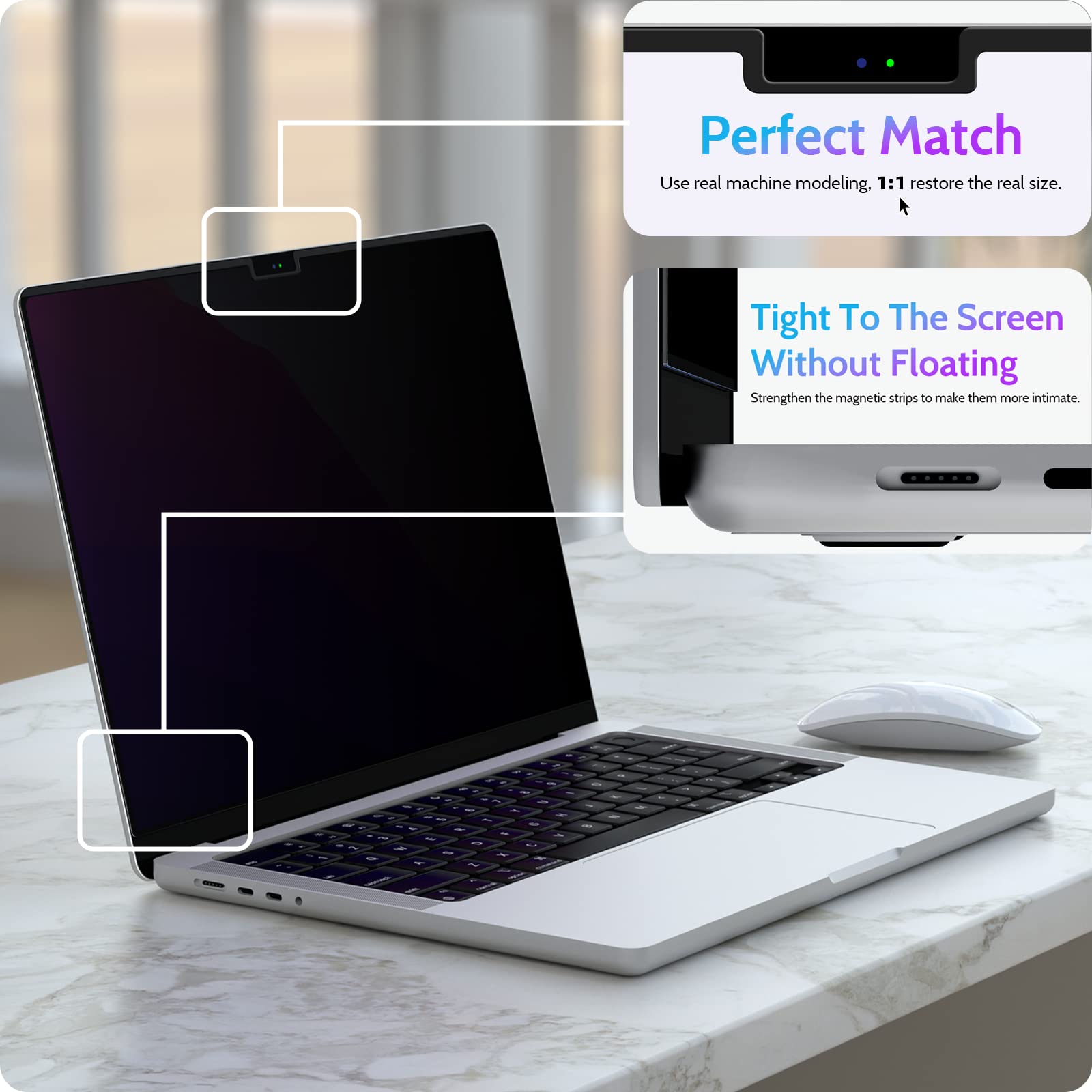 Magnetic Privacy Screen for MacBook Pro 16 Inch (2021-2024, M1, M2, M3, M4), 16inch Removable Matte Anti Blue Light Glare Private Filter Protector for Mac Pro 16.2