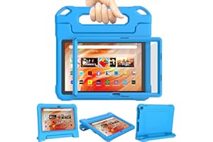 Fire HD 10 & Fire HD 10 Plus Tablet Case for Kids (13th/11th Generation, 2023/2021 Release), DJ&RPPQ Lightweight Shockproof Case Built-in Screen Protector with Handle Stand, Not fit iPad Samsung- Blue
