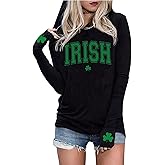Susongeth St Patrick's Day Hoodie for Women Irish Shamrock Graphic Shirt Funny Lucky Clover Long Sleeve Hoodie Pullover Tops