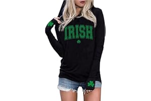 Susongeth St Patrick's Day Hoodie for Women Irish Shamrock Graphic Shirt Funny Lucky Clover Long Sleeve Hoodie Pullover Tops