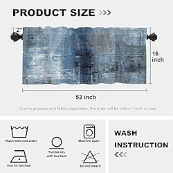 Batmerry Blue Abstract Grey Valance Curtains, Grey