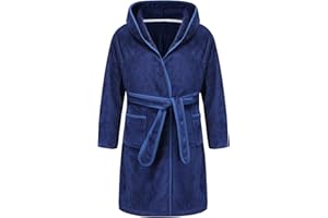 Erdawum Boys Girls Bathrobe Soft Towel Hooded Robe Kids Terry Cloth Cotton Robes