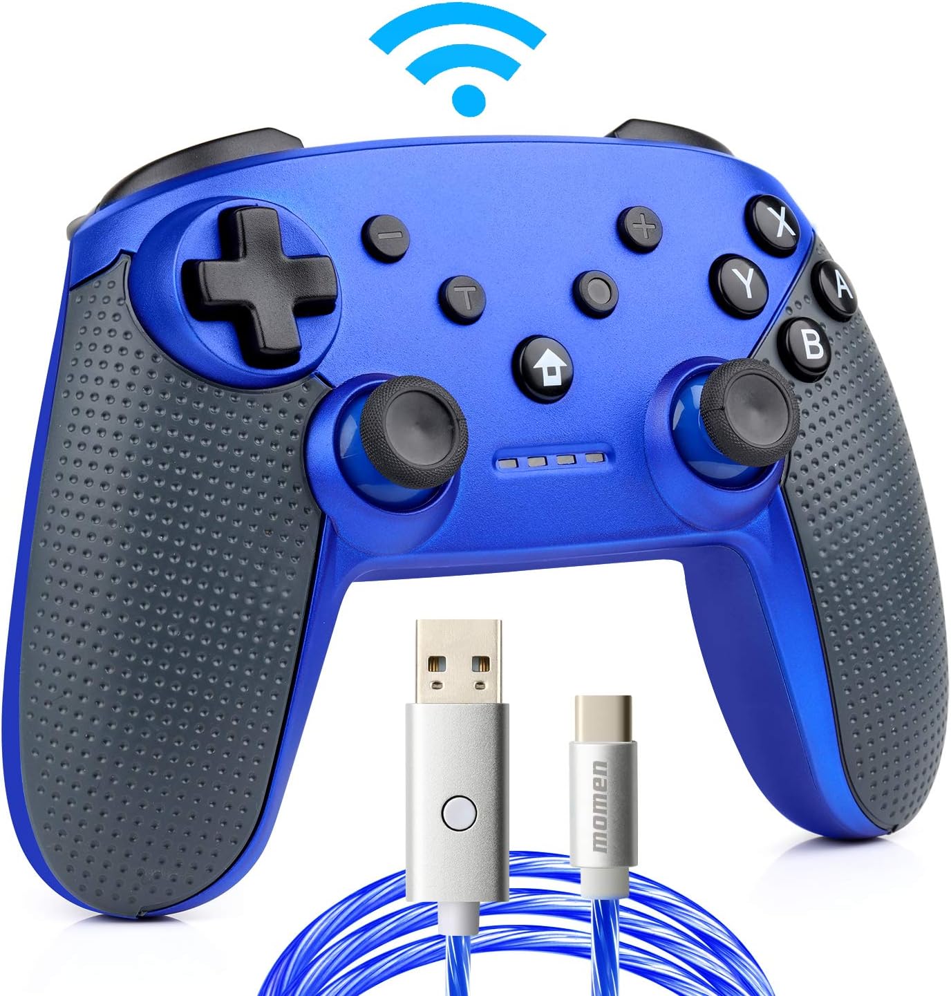 Switch Pro Controller,Wireless Switch Controller for Nintendo Switch,with LED Type C Charging Cable(Blue)