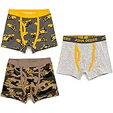 John Deere Construction Trucks Toddler Boys 3 Pack Boxer Briefs Underwear Gray/Brown 2-3T