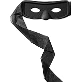 TideTaho 1 Pcs Black Eye Mask for Adults Halloween Costume – Adjustable Bandit Mask, Comfortable Black Mask Costume, Masquerade, Burglar or Thief Look