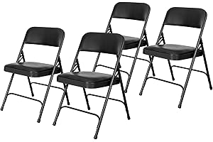 OEF Furnishings OEF1200 Series Premium Heavy Duty Vinyl Padded Folding Chairs, Commercial Grade 500 lb Capacity (4-Pack, Classic Black)