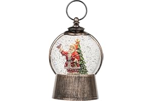 LEYUPEAK Santa Snow Globe Christmas Snow Globe Lantern with 6-Hour Timer, Light up Christmas Decorations Indoor, Glitter Musical Snow Globe, USB/Battery Powered Santa Claus Cardinal Christmas Tree