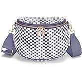 FODOKO Woven Crossbody Bag for Women weave Leather Bum Bags Checkered Purse with zipper